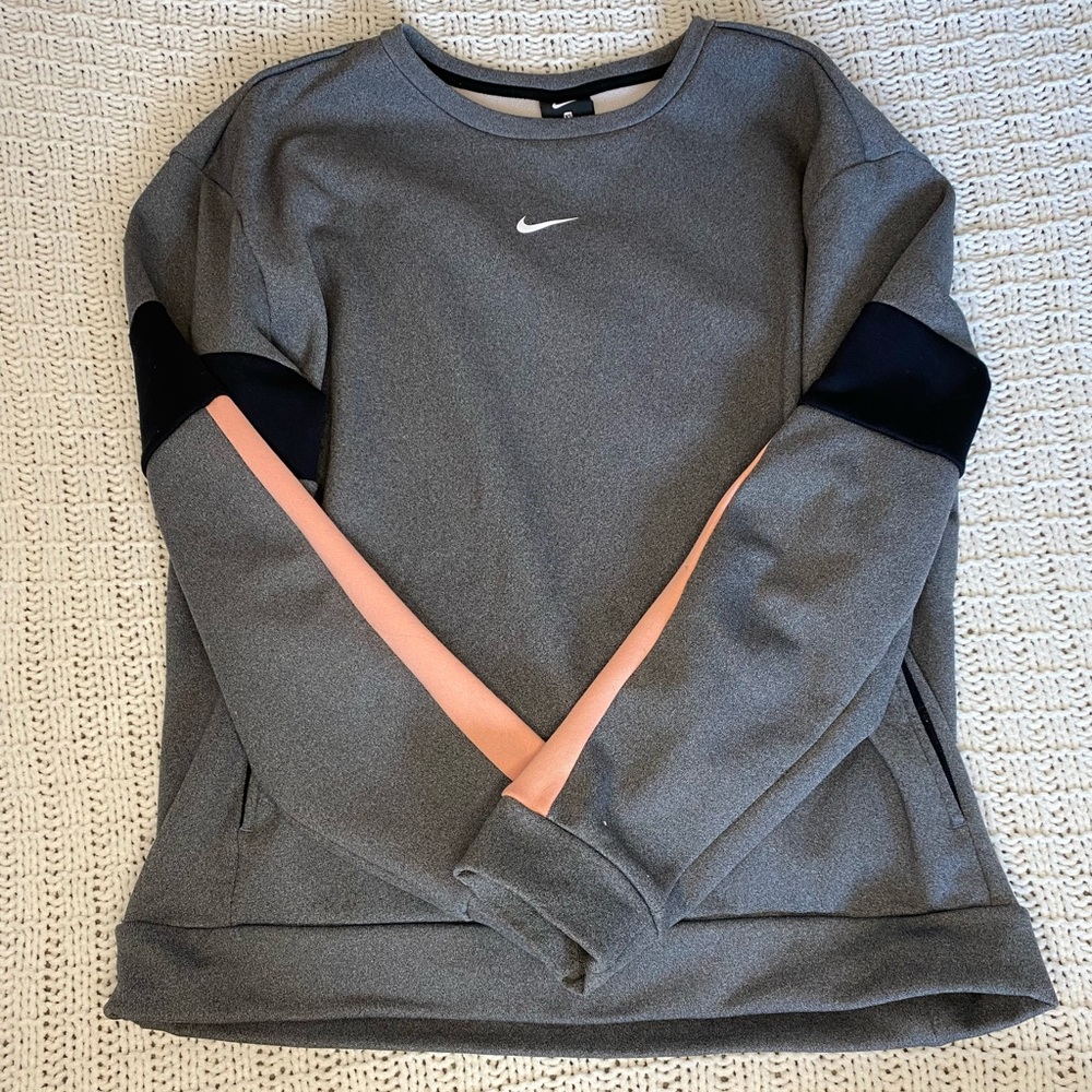nike grey and coral/pink sweatshirt
